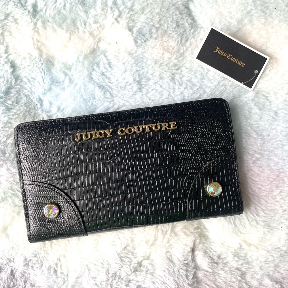 Juicy Couture Slim Black Leather Continental Wallet NWT